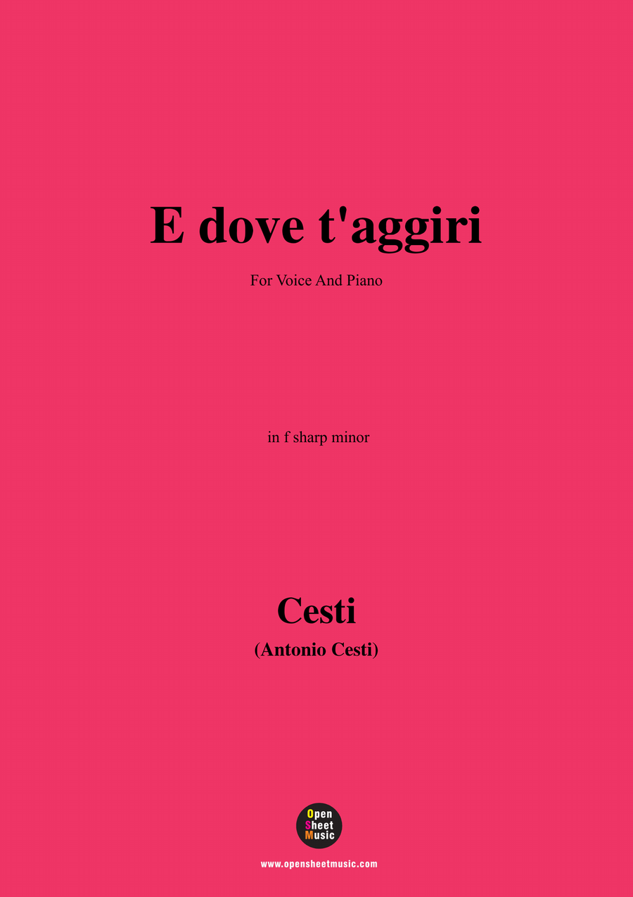 Cesti-E dove taggiri,in f sharp minor Piano, Vocal scores gallery preview page 1