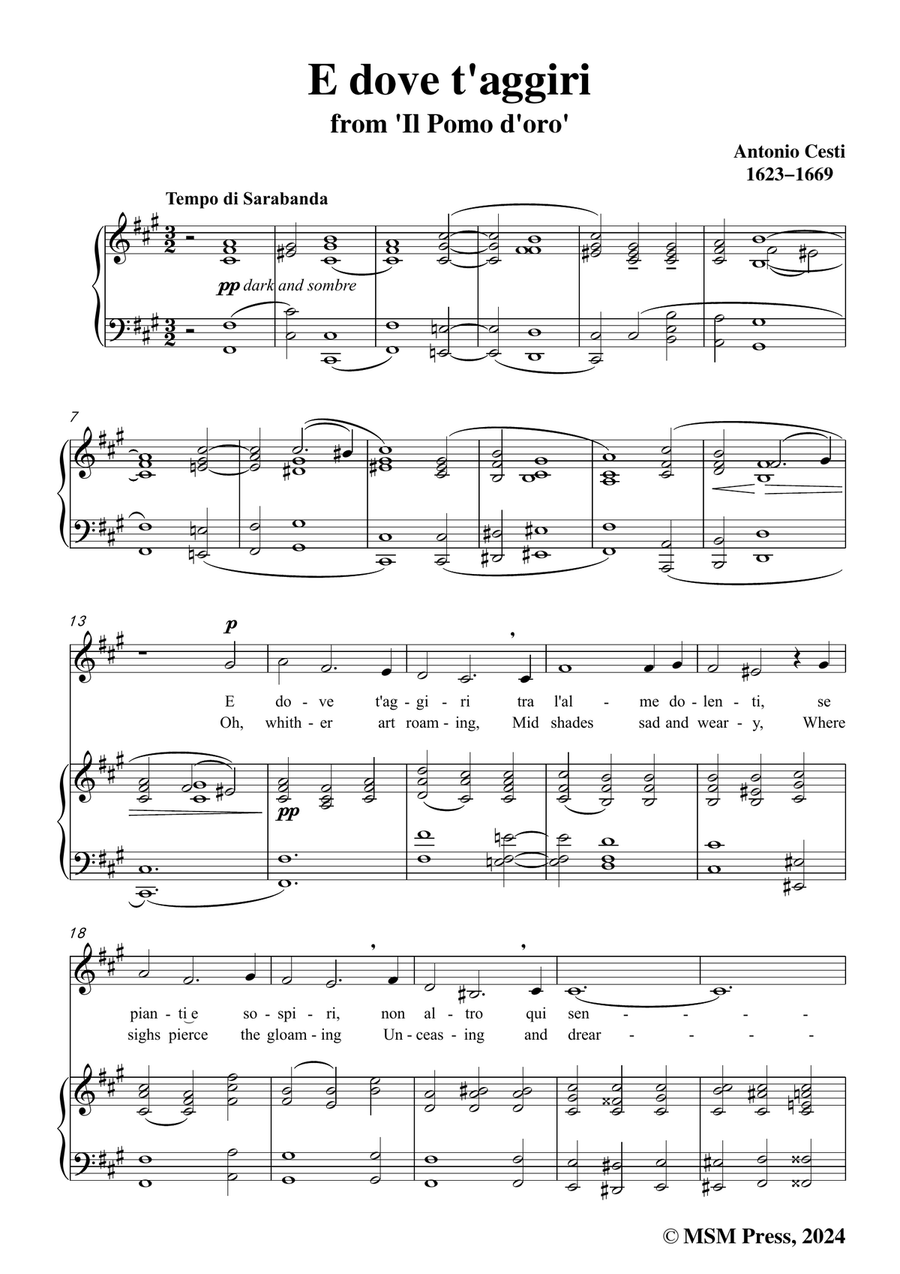 Cesti-E dove taggiri,in f sharp minor Piano, Vocal scores gallery preview page 3