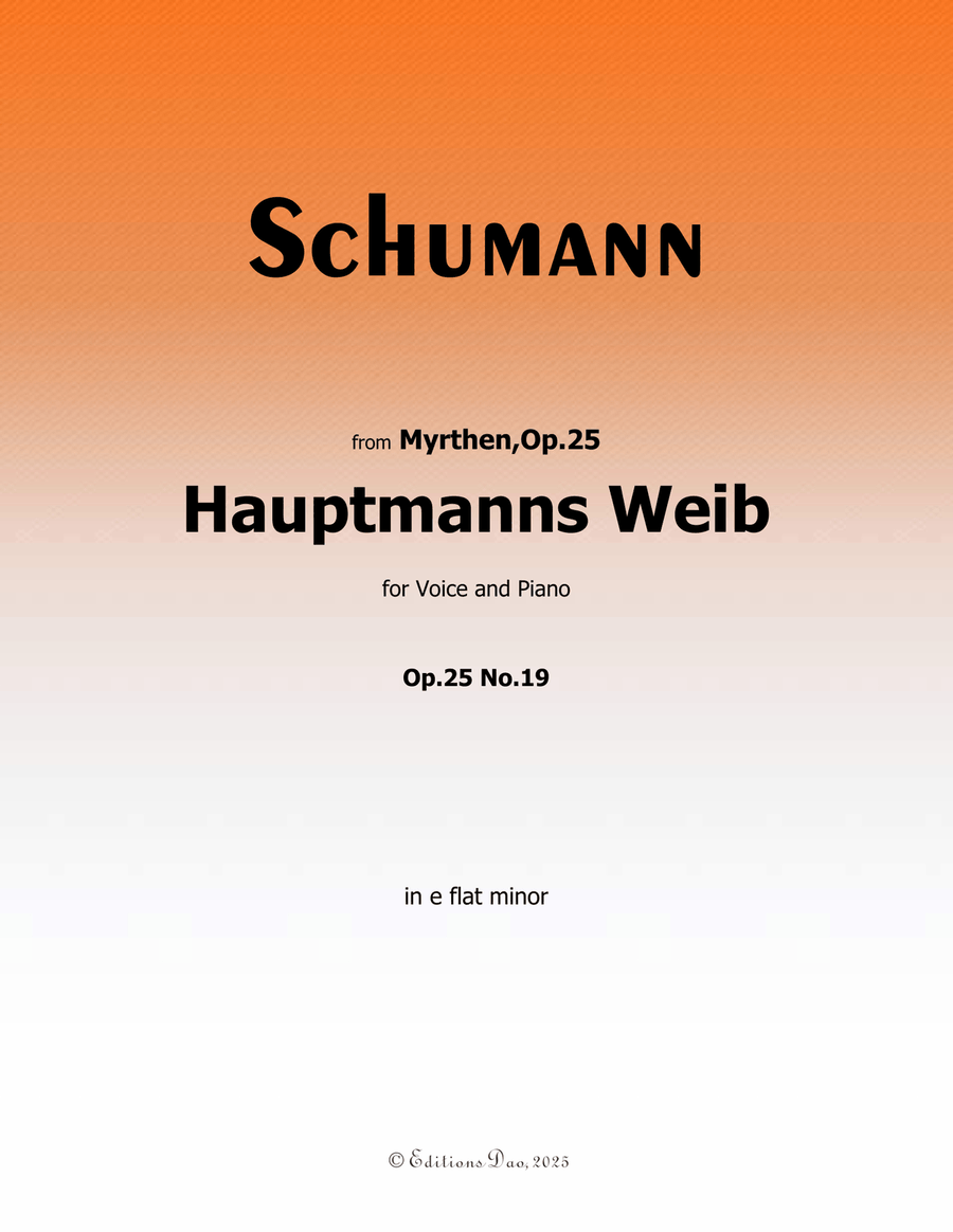 Hauptmanng Weib, by Schumann, Op.25 No.19, in e flat minor Piano, Vocal scores gallery preview page 1