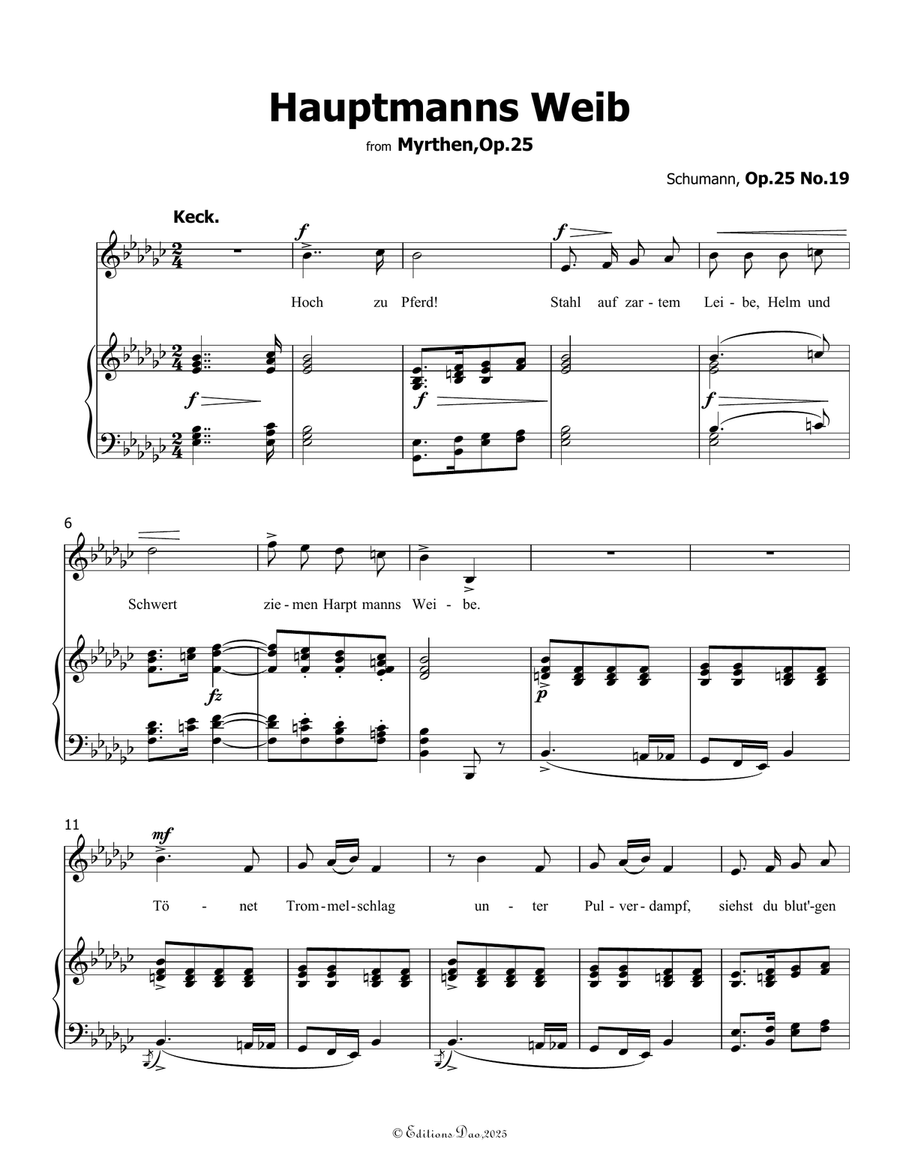 Hauptmanng Weib, by Schumann, Op.25 No.19, in e flat minor Piano, Vocal scores gallery preview page 3