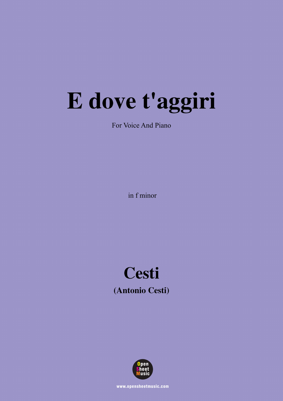 Cesti-E dove taggiri,from Il Pomo doro,in f minor Piano, Vocal scores gallery preview page 1