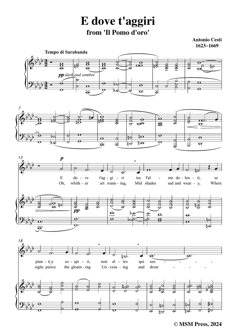 Cesti-E dove taggiri,from Il Pomo doro,in f minor Piano, Vocal scores gallery preview page 3