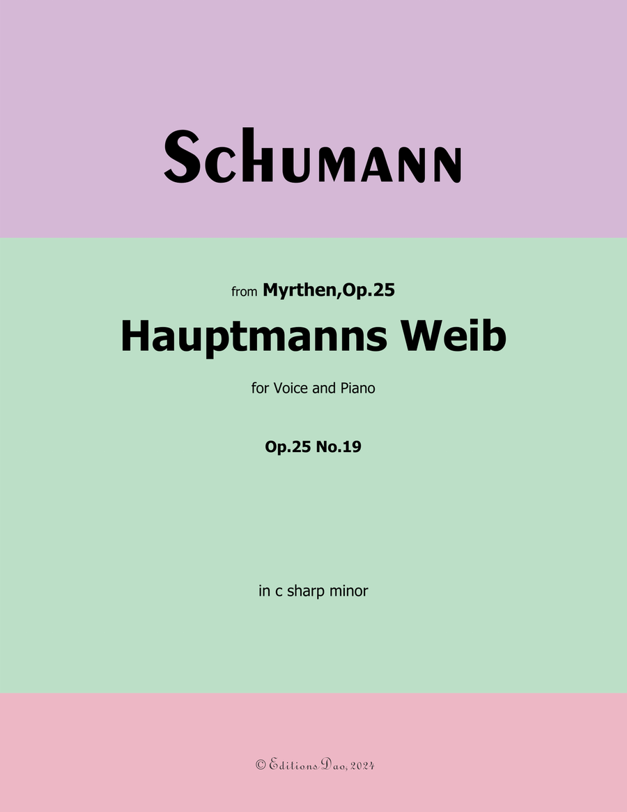 Hauptmanng Weib, by Schumann, Op.25 No.19, in c sharp minor Piano, Vocal scores gallery preview page 1