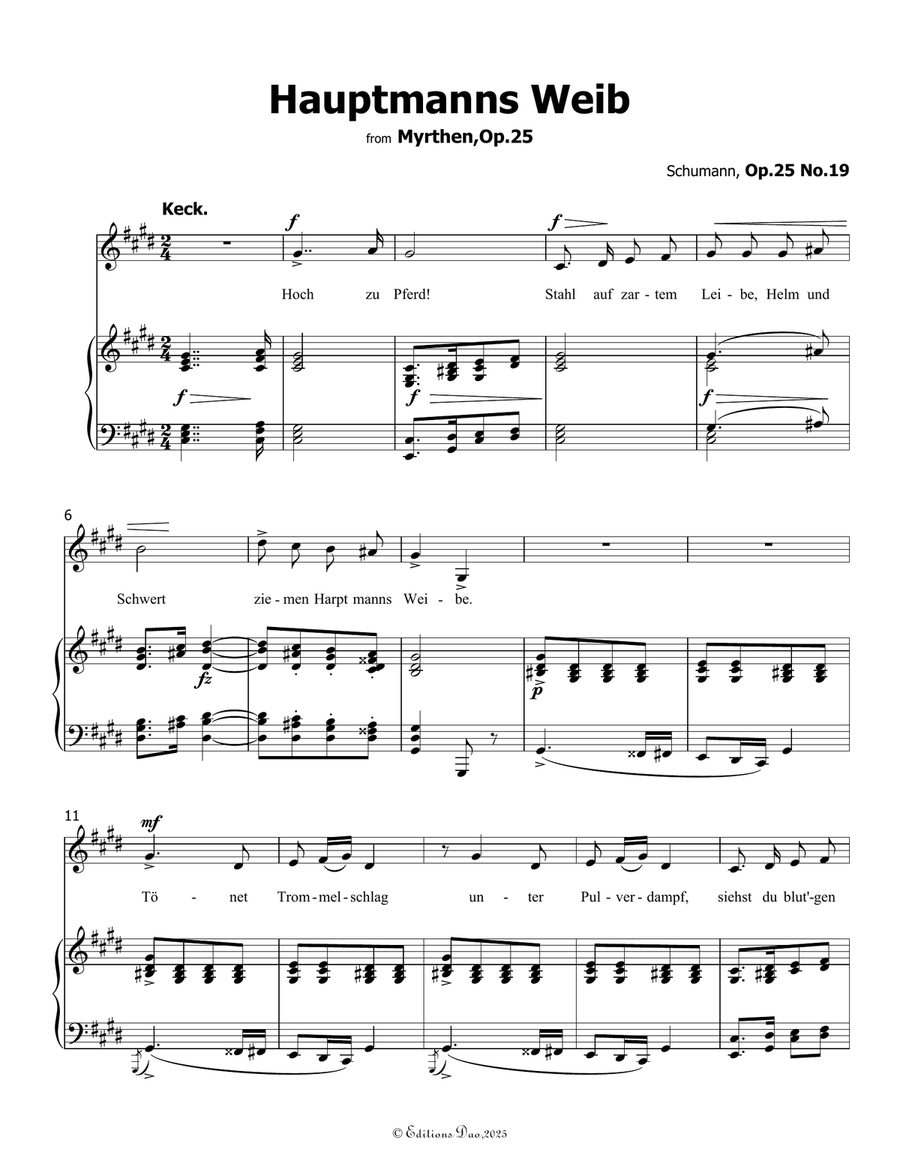 Hauptmanng Weib, by Schumann, Op.25 No.19, in c sharp minor Piano, Vocal scores gallery preview page 3