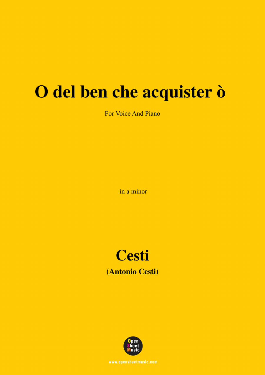Cesti-O del ben che acquistero,in a minor Piano, Vocal scores gallery preview page 1