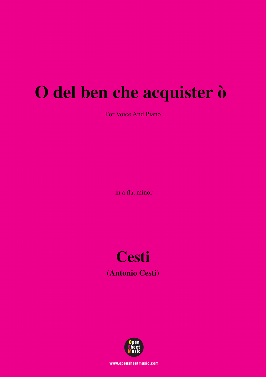 Cesti-O del ben che acquistero,in a flat minor Piano, Vocal scores gallery preview page 1