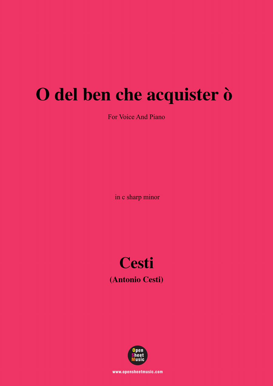 Cesti-O del ben che acquistero,in c sharp minor Piano, Vocal scores gallery preview page 1