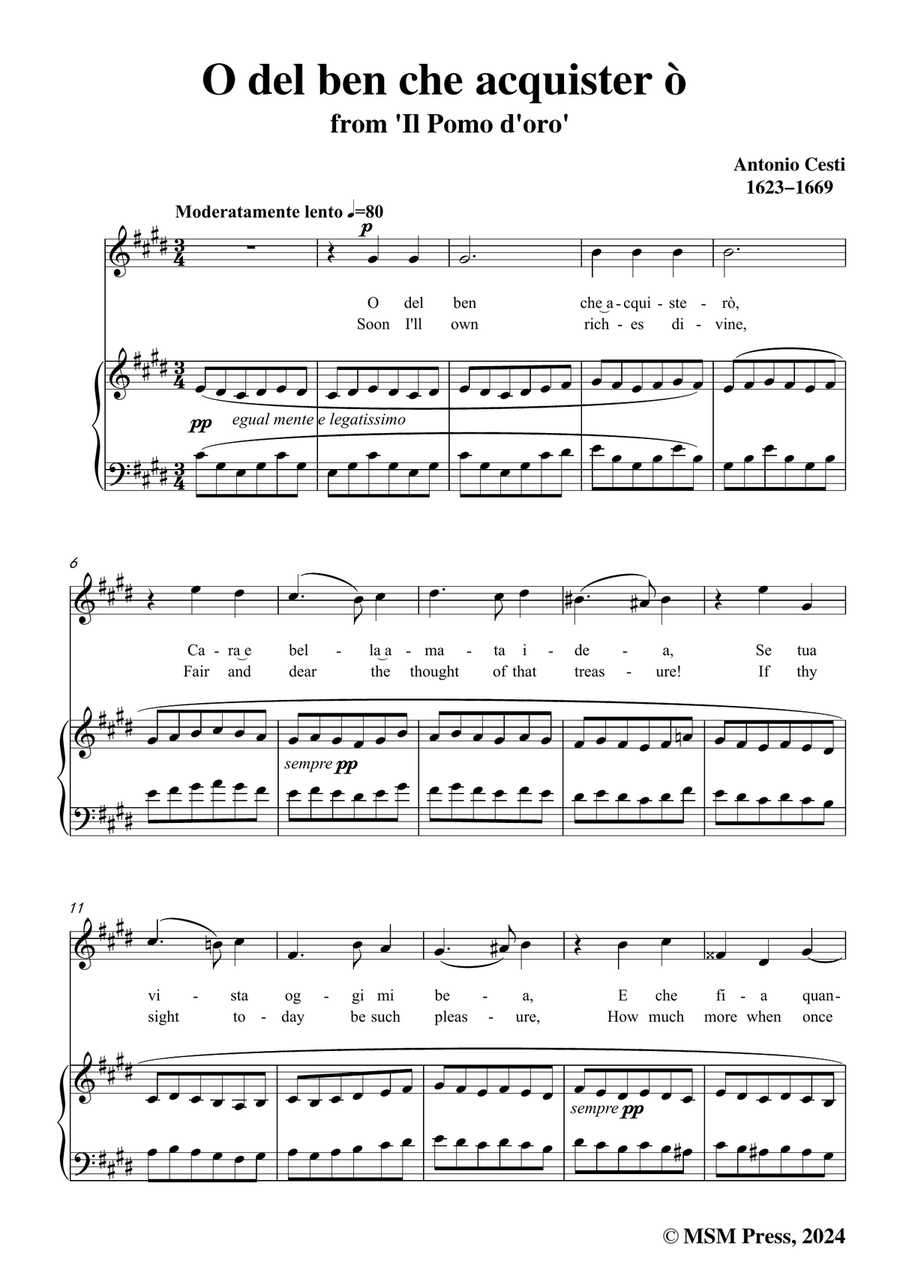 Cesti-O del ben che acquistero,in c sharp minor Piano, Vocal scores gallery preview page 3