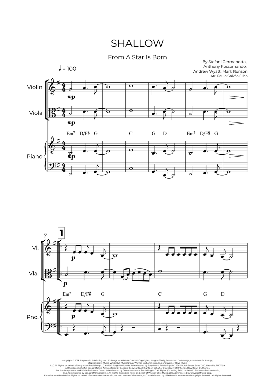 Shallow Shallow String Duet scores gallery preview page 2