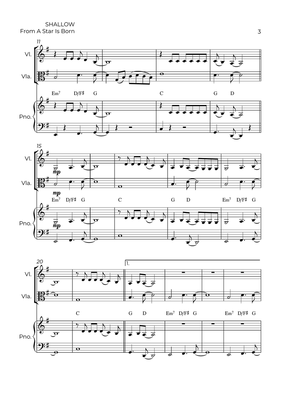 Shallow Shallow String Duet scores gallery preview page 3