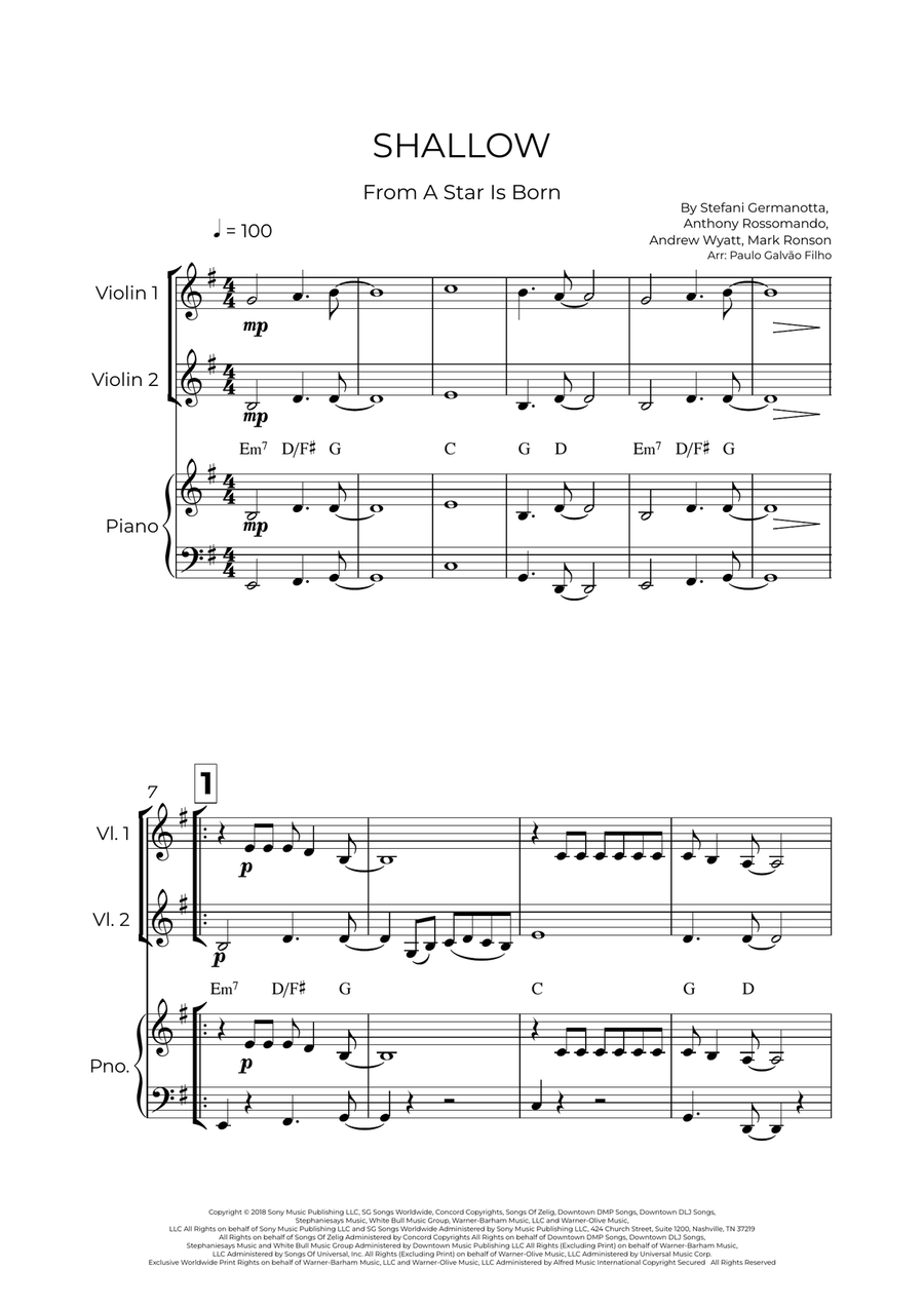Shallow Shallow String Duet scores gallery preview page 2