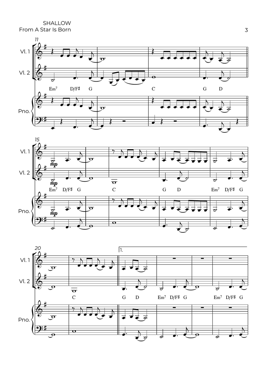 Shallow Shallow String Duet scores gallery preview page 3