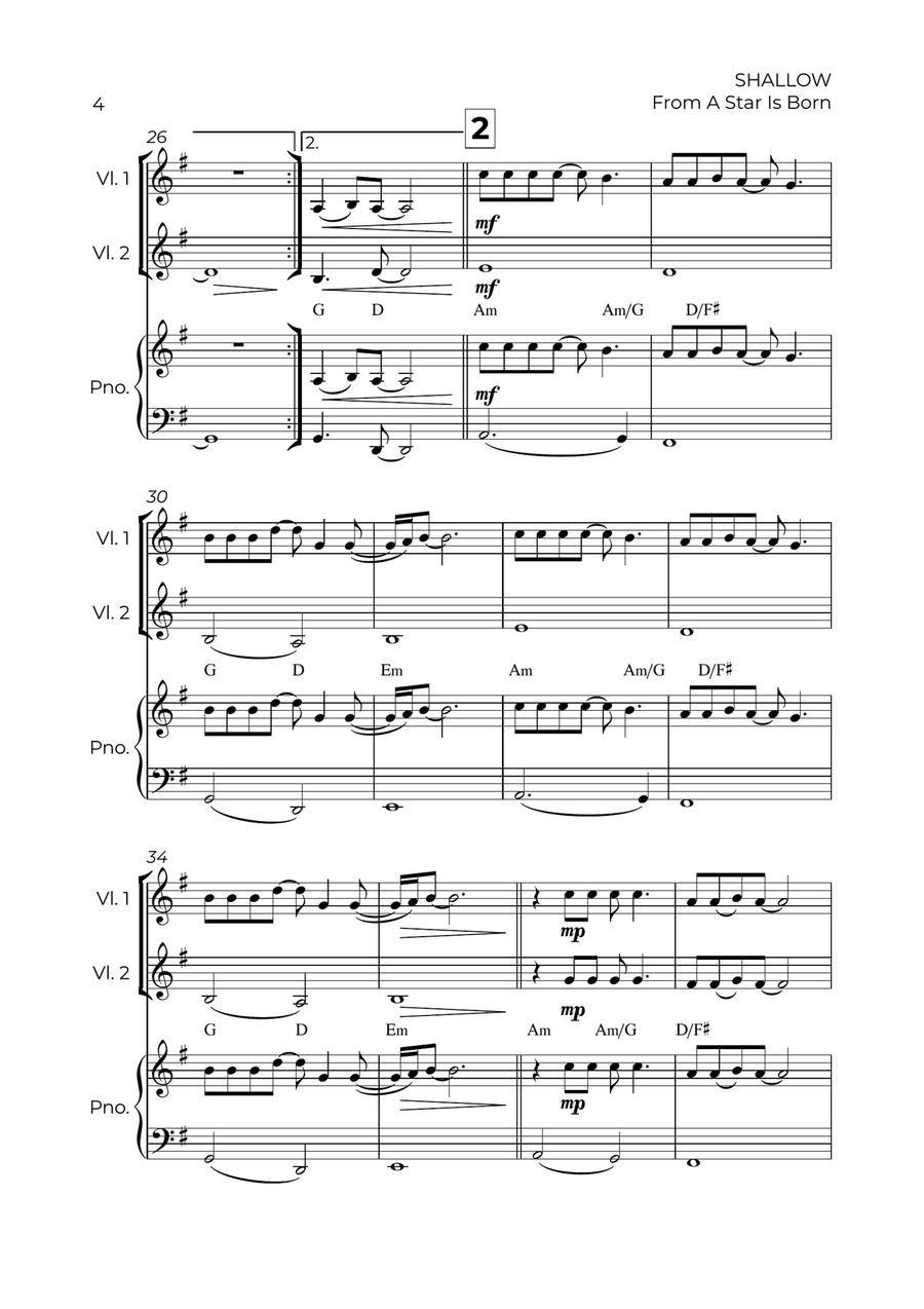 Shallow Shallow String Duet scores gallery preview page 4