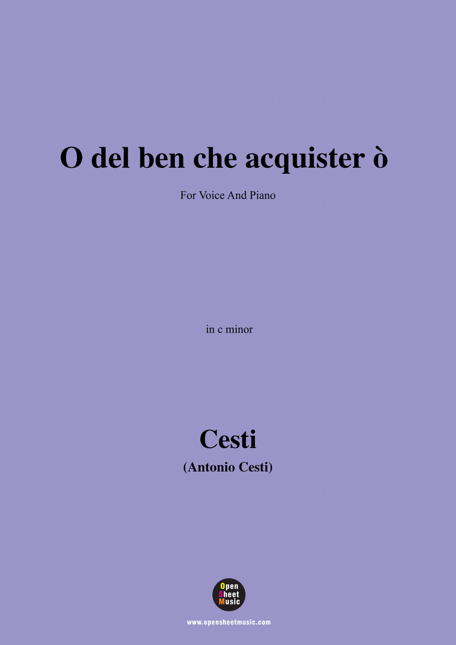 Cesti-O del ben che acquistero,in c minor Piano, Vocal scores gallery preview page 1
