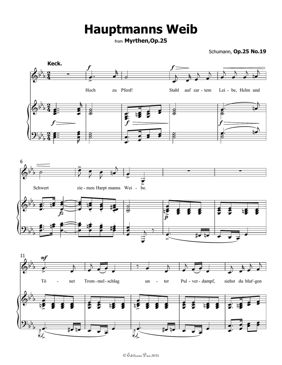 Hauptmanng Weib, by Schumann, Op.25 No.19, in c minor Piano, Vocal scores gallery preview page 3