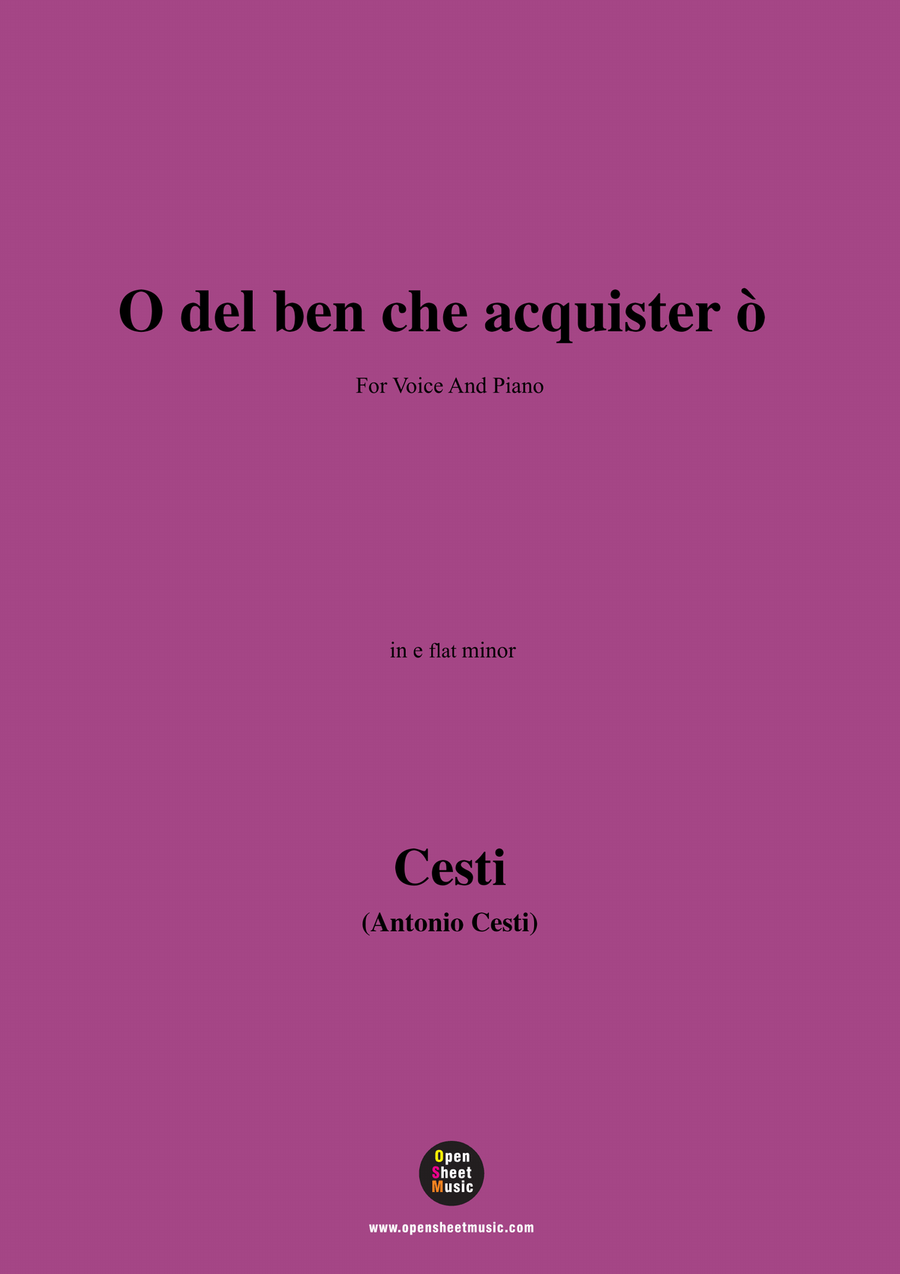 Cesti-O del ben che acquistero,in e flat minor Piano, Vocal scores gallery preview page 1
