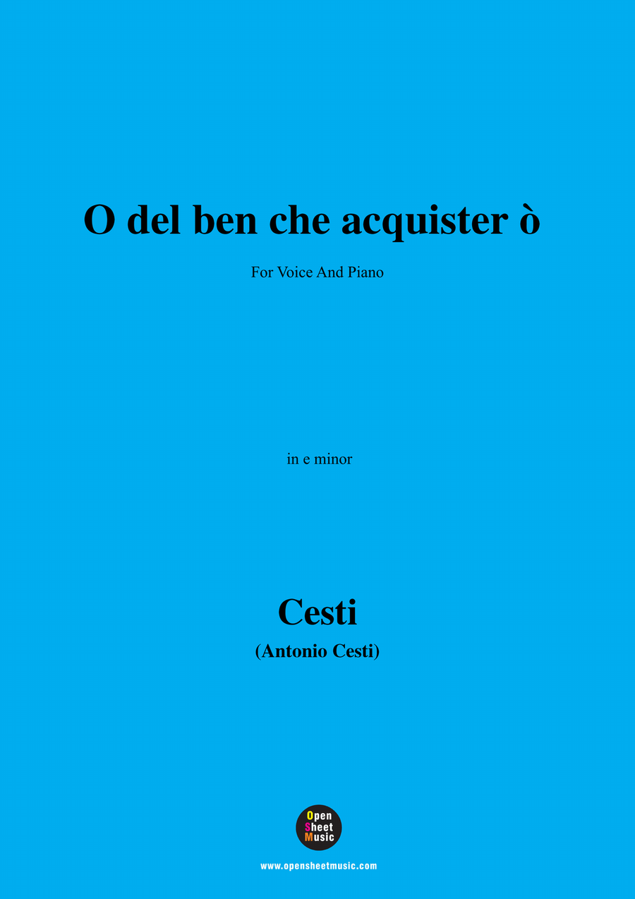 Cesti-O del ben che acquistero,in e minor Piano, Vocal scores gallery preview page 1