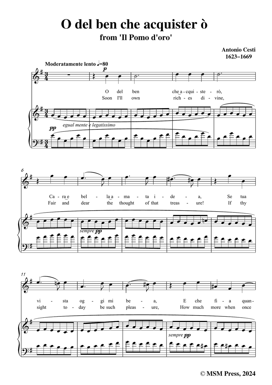 Cesti-O del ben che acquistero,in e minor Piano, Vocal scores gallery preview page 3