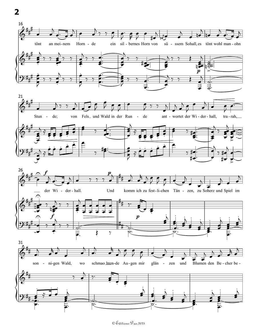 Der Knabe mit dem Wunderhorn, by Schumann, Op.30 No.1, in A Major Piano, Vocal scores gallery preview page 4