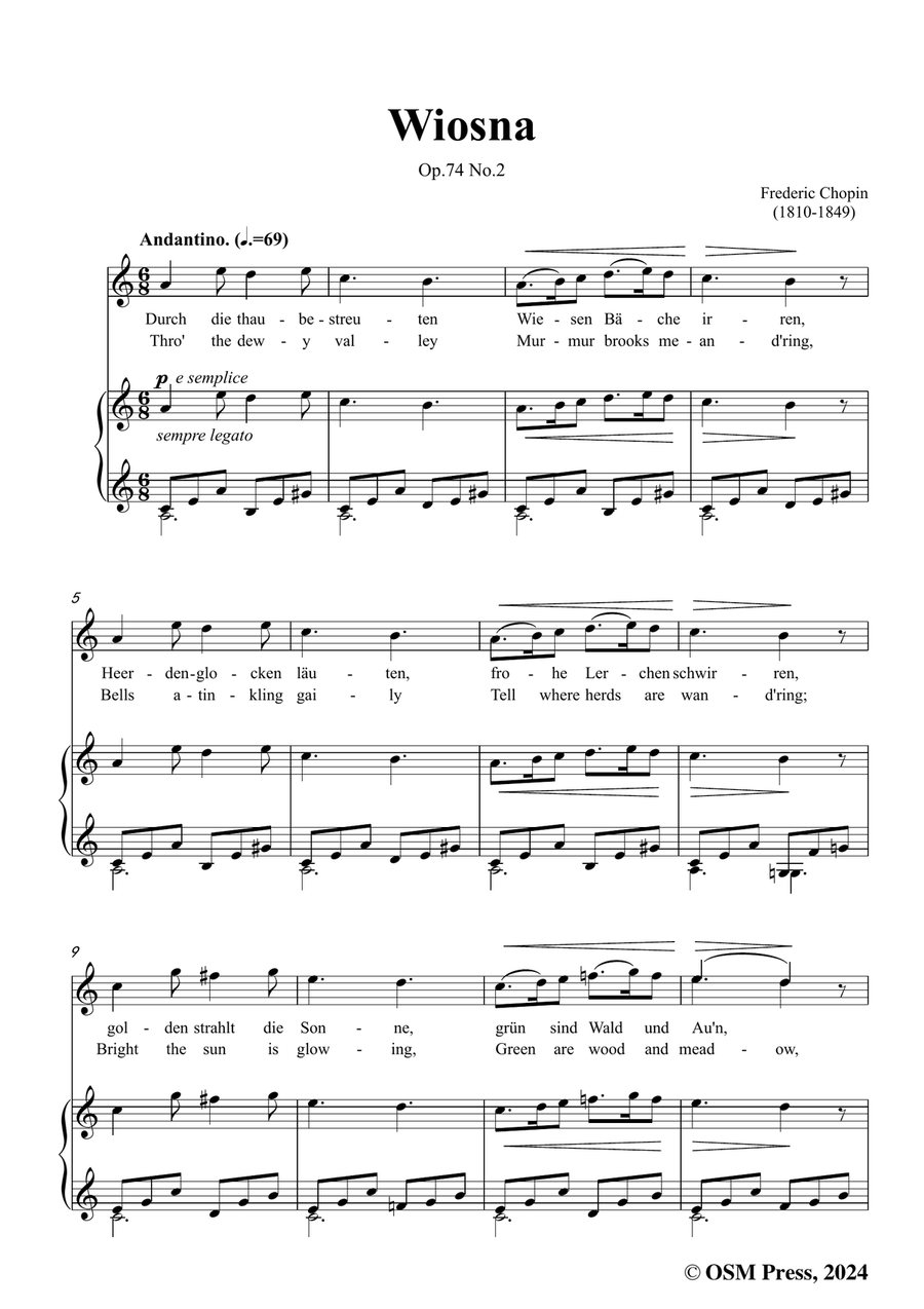 Chopin-Wiosna(Der Frühling),in a minor Piano, Vocal scores gallery preview page 3