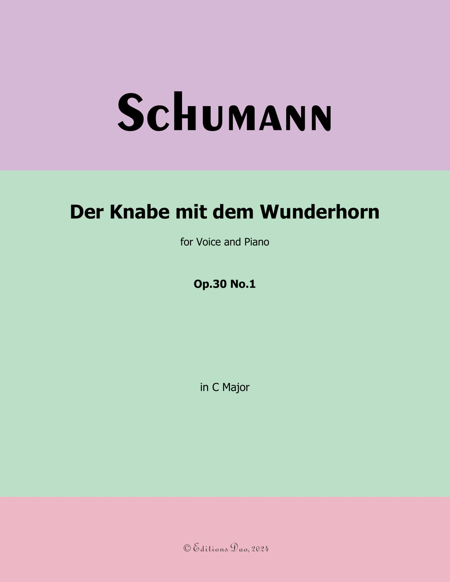 Der Knabe mit dem Wunderhorn, by Schumann, Op.30 No.1, in C Major Piano, Vocal scores gallery preview page 1