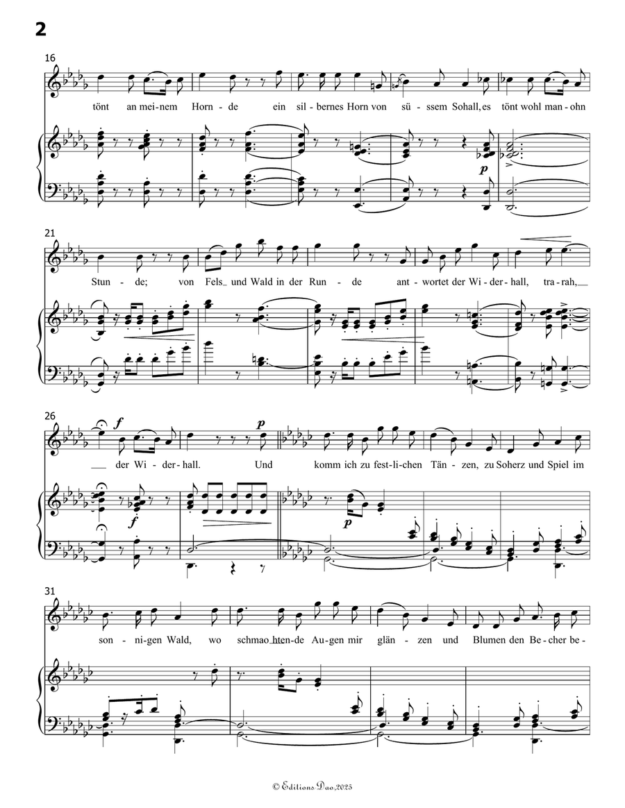 Der Knabe mit dem Wunderhorn, by Schumann, Op.30 No.1, in D flat Major Piano, Vocal scores gallery preview page 4