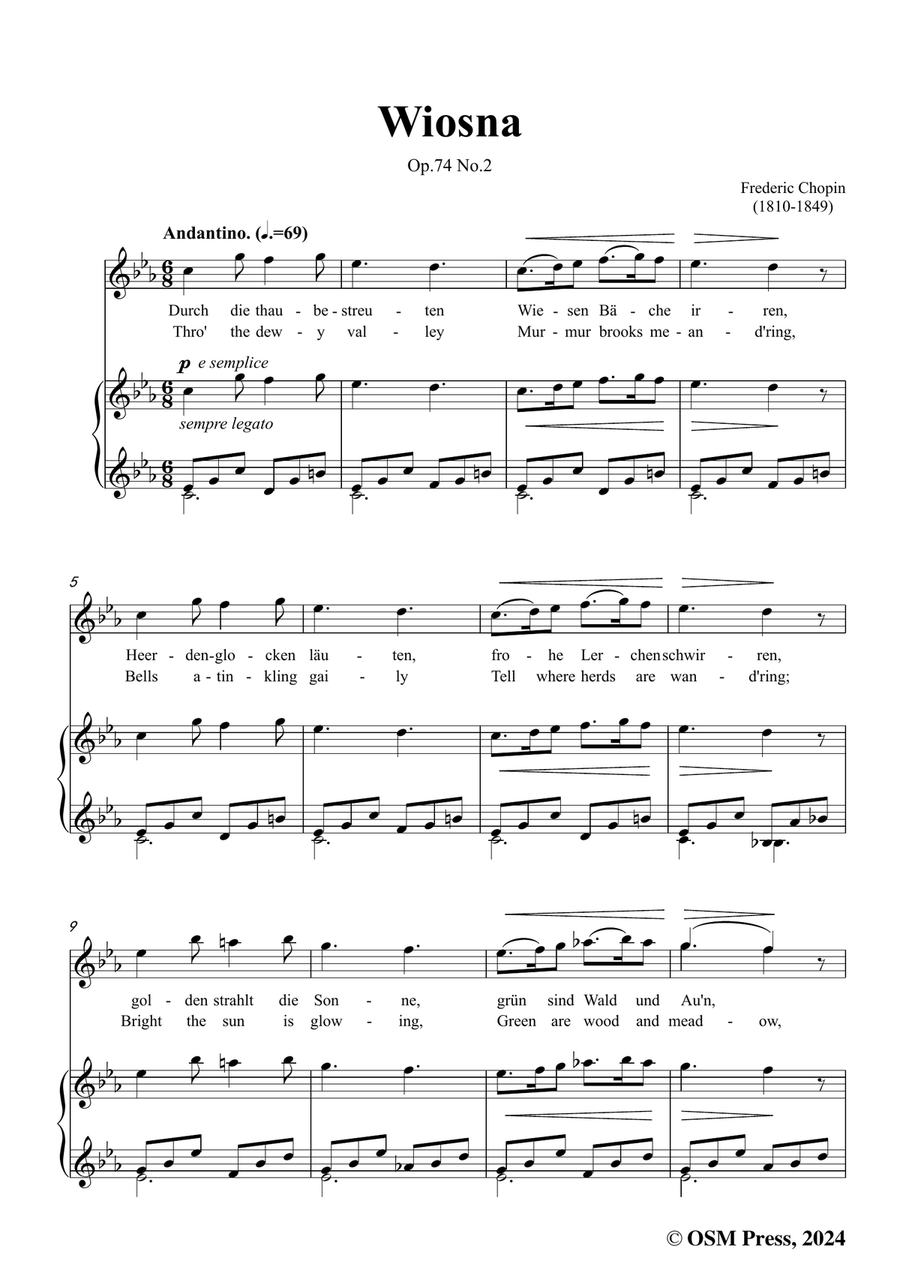 Chopin-Wiosna(Der Frühling),in c minor Piano, Vocal scores gallery preview page 3