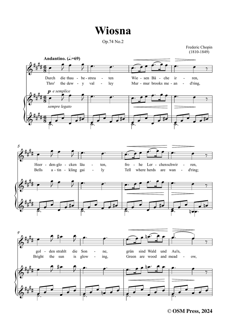 Chopin-Wiosna(Der Frühling),in c sharp minor Piano, Vocal scores gallery preview page 3