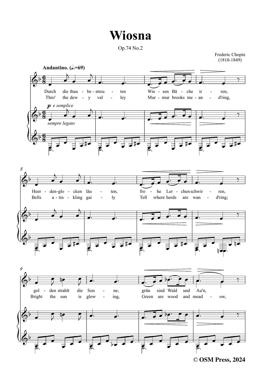 Chopin-Wiosna(Der Frühling),in d minor Piano, Vocal scores gallery preview page 3
