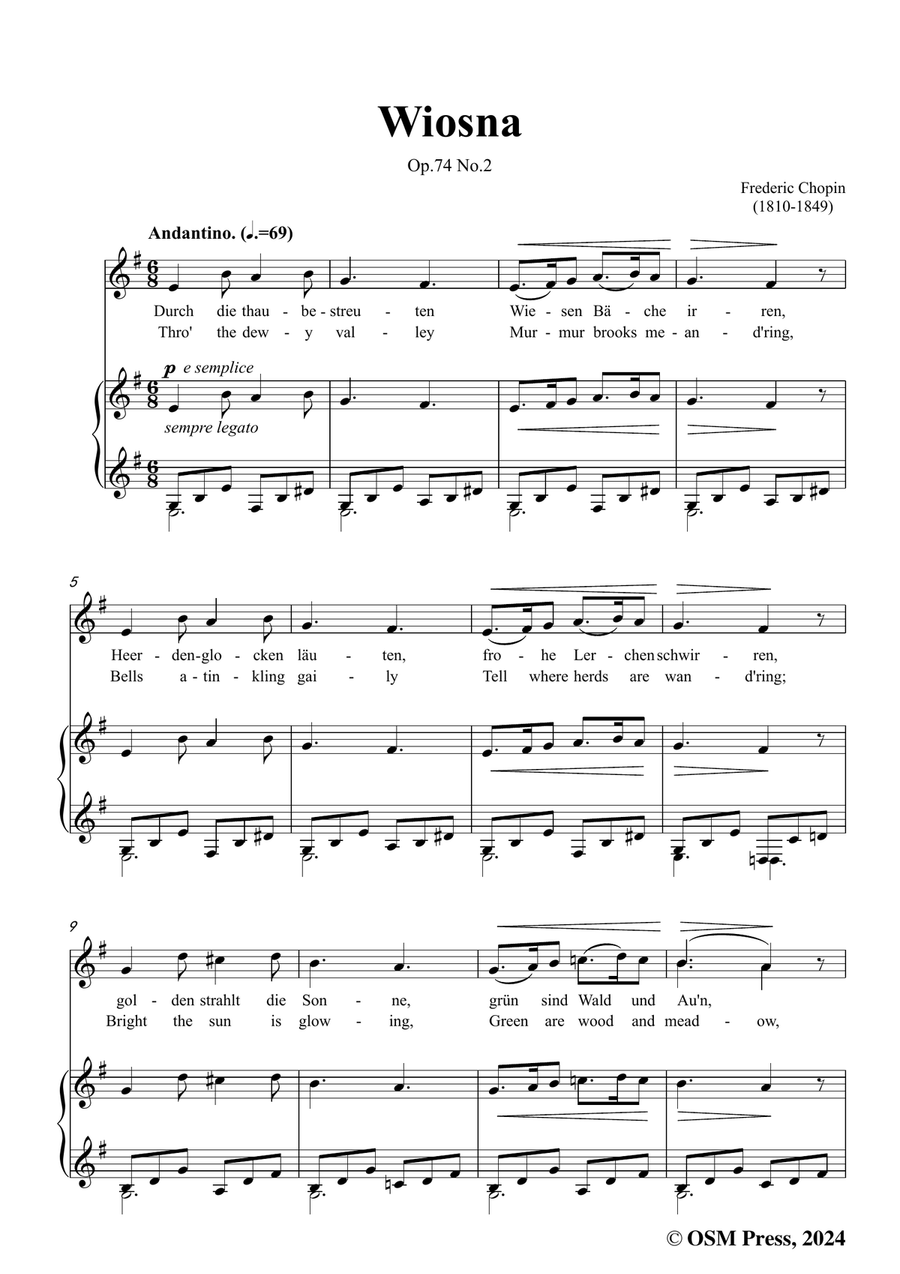 Chopin-Wiosna(Der Frühling),in e minor Piano, Vocal scores gallery preview page 3