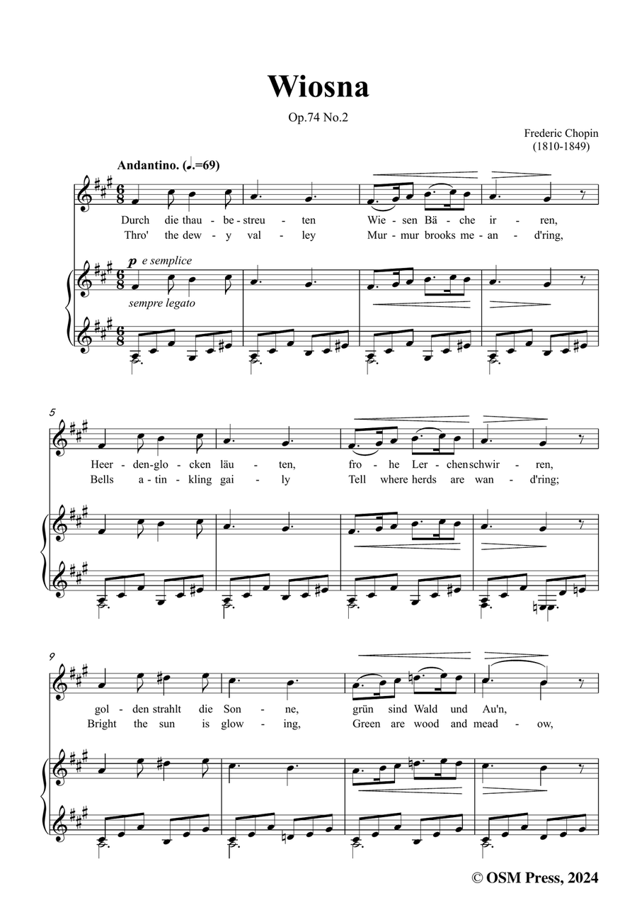 Chopin-Wiosna(Der Frühling),in f sharp minor Piano, Vocal scores gallery preview page 3
