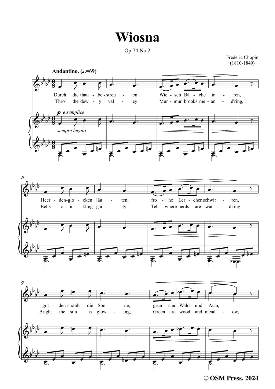 Chopin-Wiosna(Der Frühling),in f minor Piano, Vocal scores gallery preview page 3