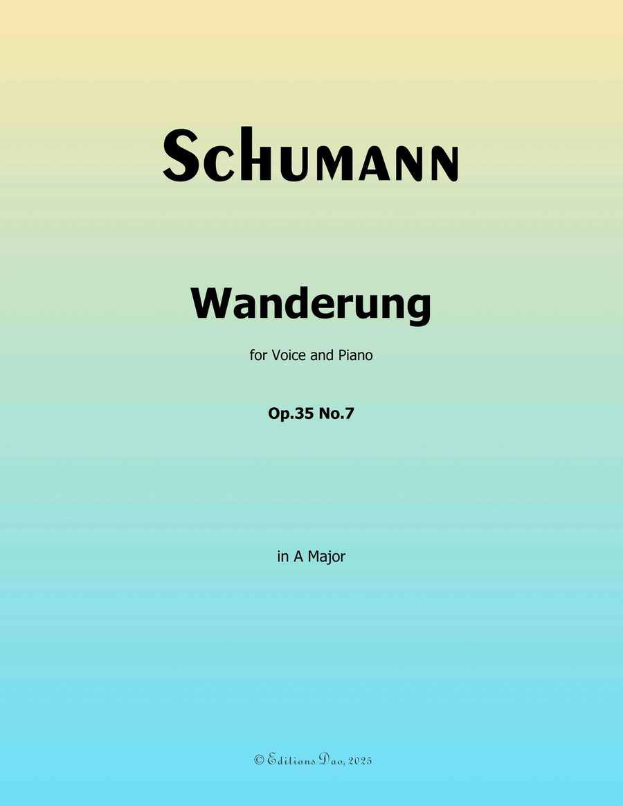 Wanderung, by Schumann, Op.35 No.7, in A Major Piano, Vocal scores gallery preview page 1