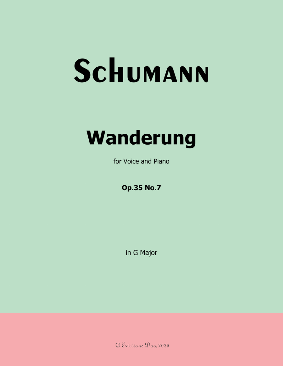 Wanderung, by Schumann, Op.35 No.7, in G Major Piano, Vocal scores gallery preview page 1