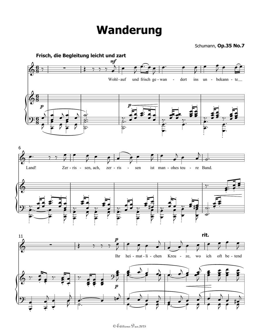 Wanderung, by Schumann, Op.35 No.7, in C Major Piano, Vocal scores gallery preview page 3