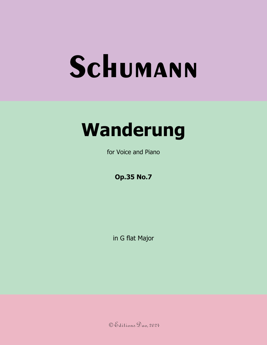Wanderung, by Schumann, Op.35 No.7, in G flat Major Piano, Vocal scores gallery preview page 1