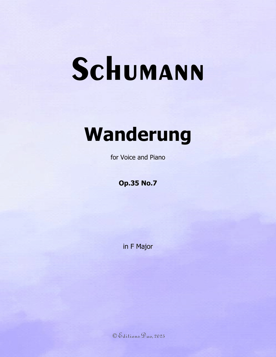 Wanderung, by Schumann, Op.35 No.7, in F Major Piano, Vocal scores gallery preview page 1