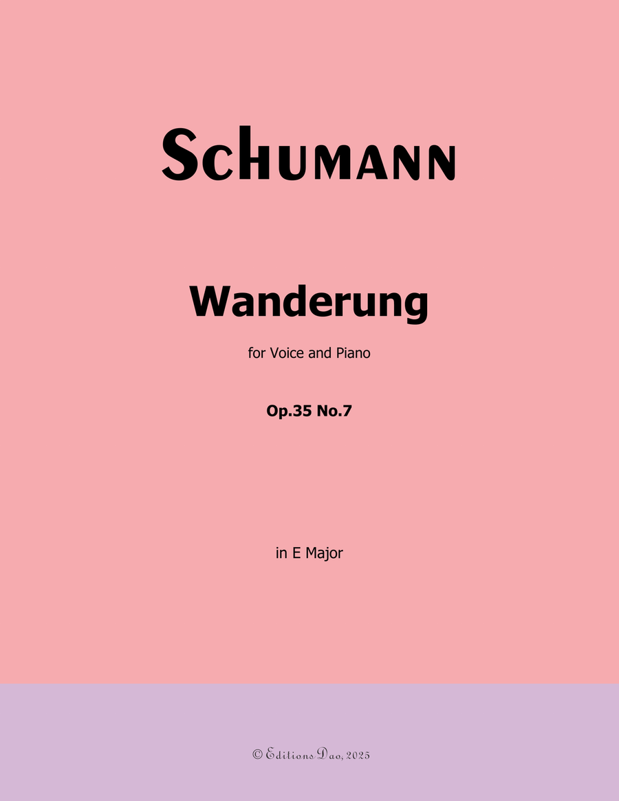 Wanderung, by Schumann, Op.35 No.7, in E Major Piano, Vocal scores gallery preview page 1