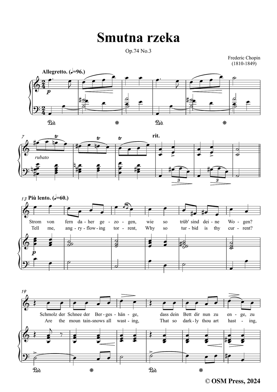 Chopin-Smutna rzeka,in a minor Piano, Vocal scores gallery preview page 3