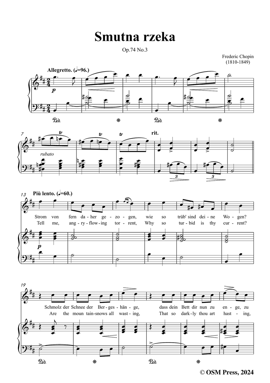 Chopin-Smutna rzeka,in b minor Piano, Vocal scores gallery preview page 3