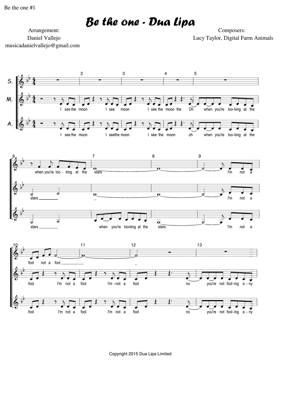 Be The One Be The One SSA scores gallery preview page 1