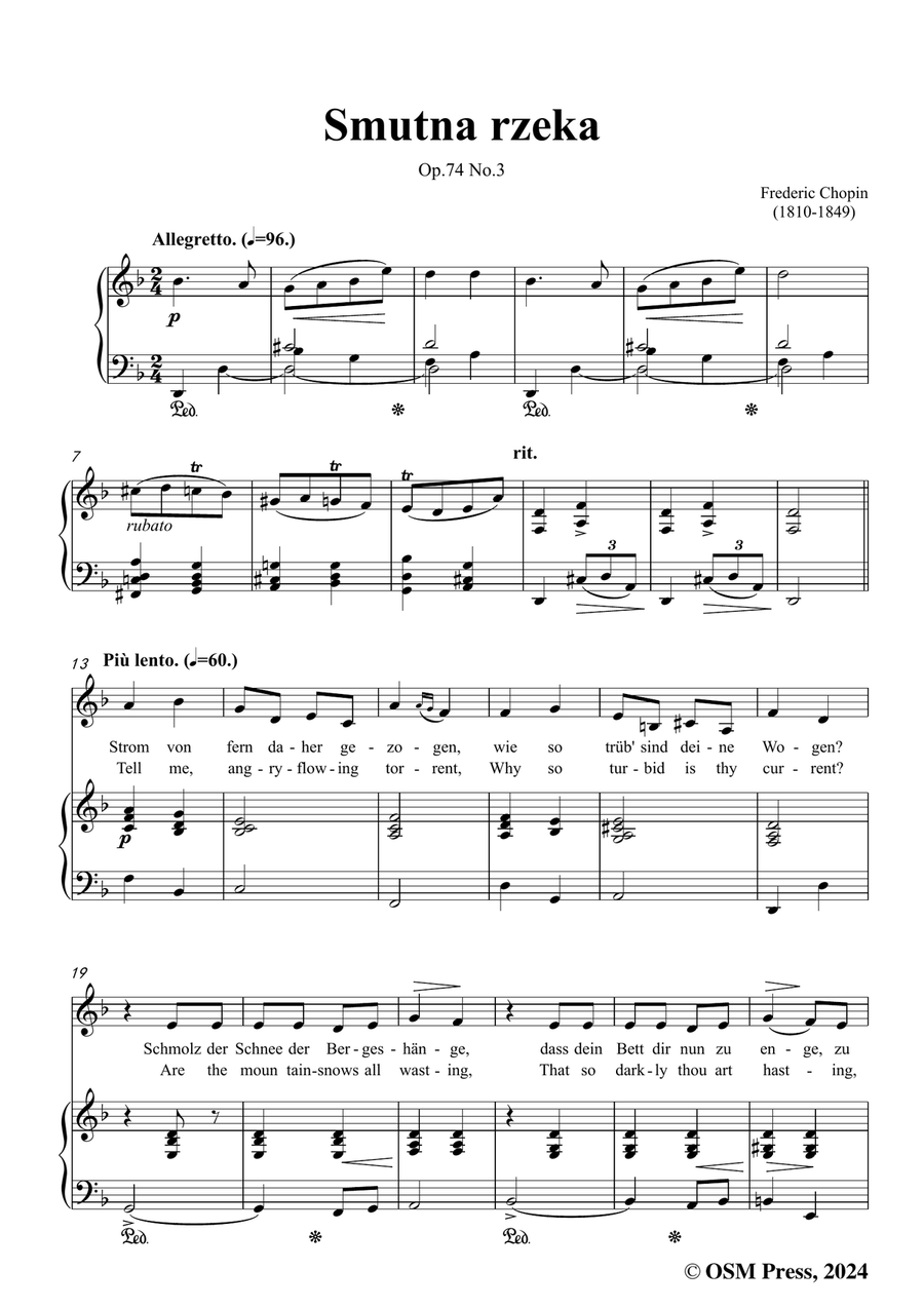 Chopin-Smutna rzeka,in d minor Piano, Vocal scores gallery preview page 3