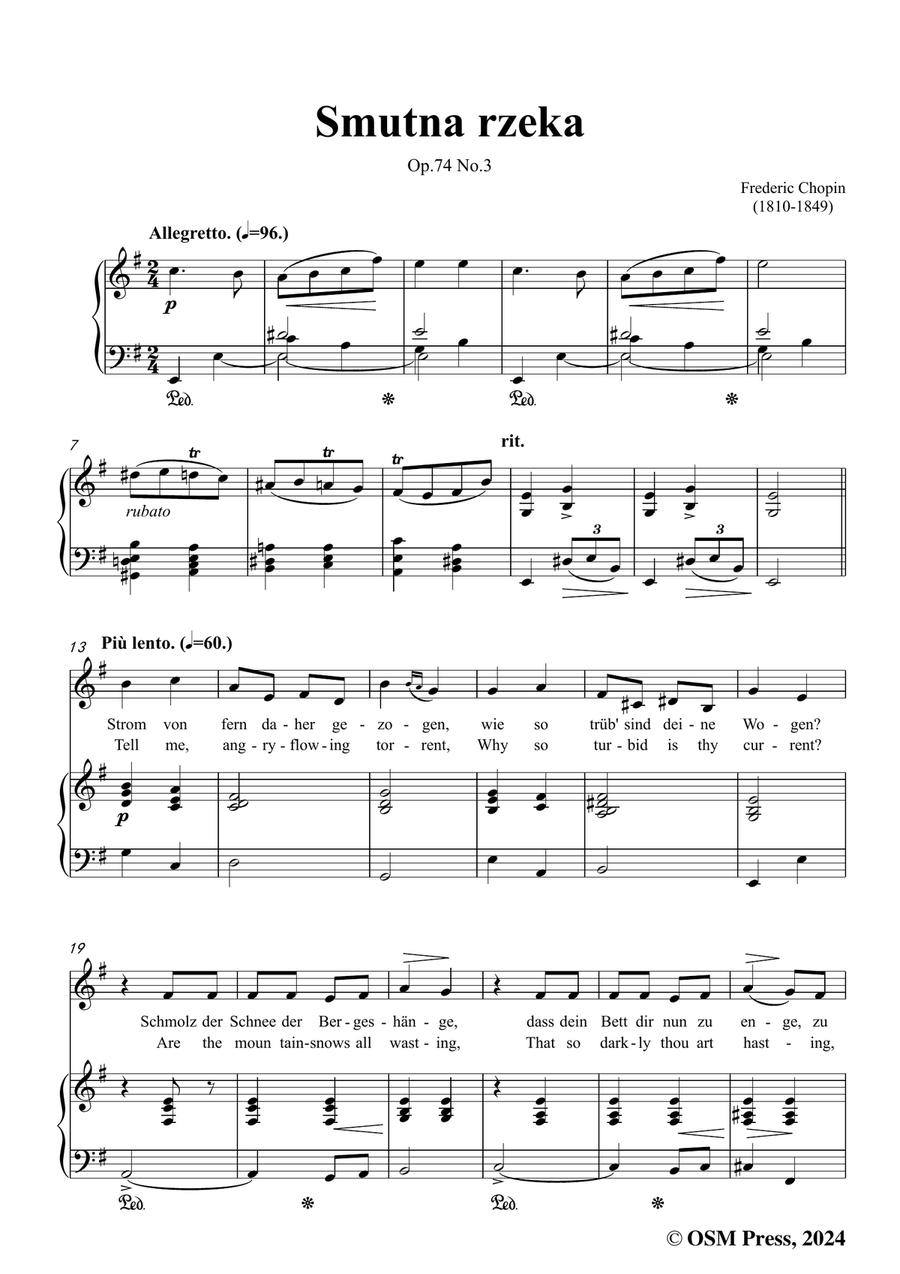 Chopin-Smutna rzeka,in e minor Piano, Vocal scores gallery preview page 3