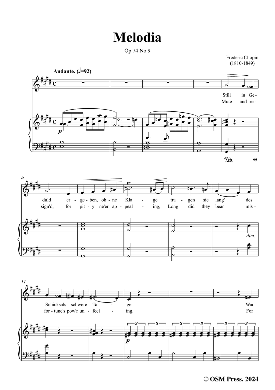Chopin-Melodia,in c sharp minor Piano, Vocal scores gallery preview page 3