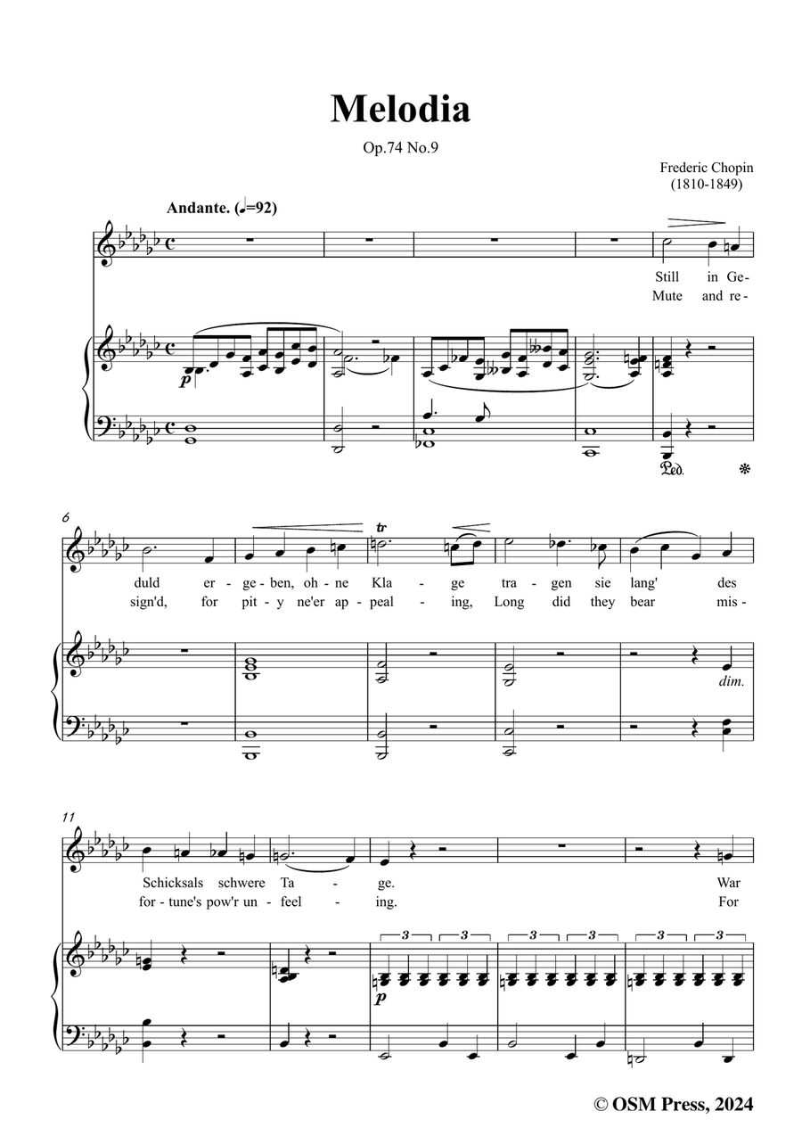 Chopin-Melodia,in e flat minor Piano, Vocal scores gallery preview page 3