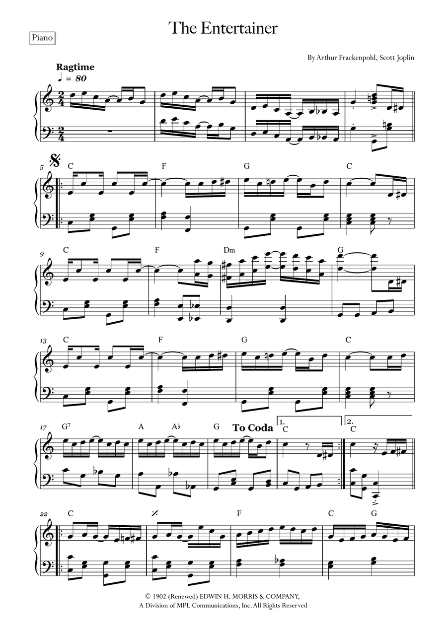 The Entertainer The Entertainer Piano Solo scores gallery preview page 1