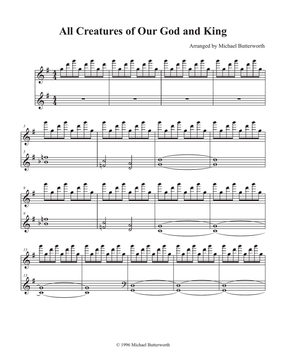 All Creatures of Our God and King Piano Solo scores gallery preview page 1