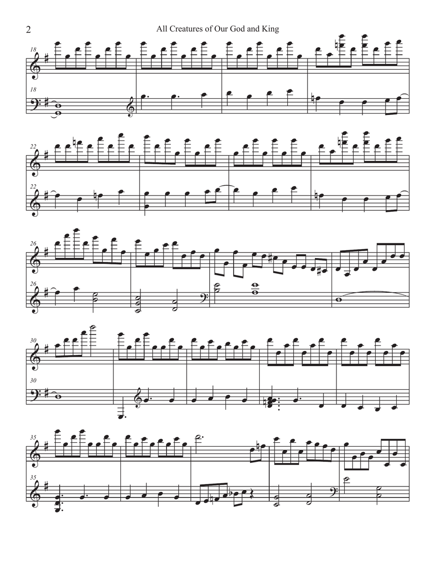 All Creatures of Our God and King Piano Solo scores gallery preview page 2
