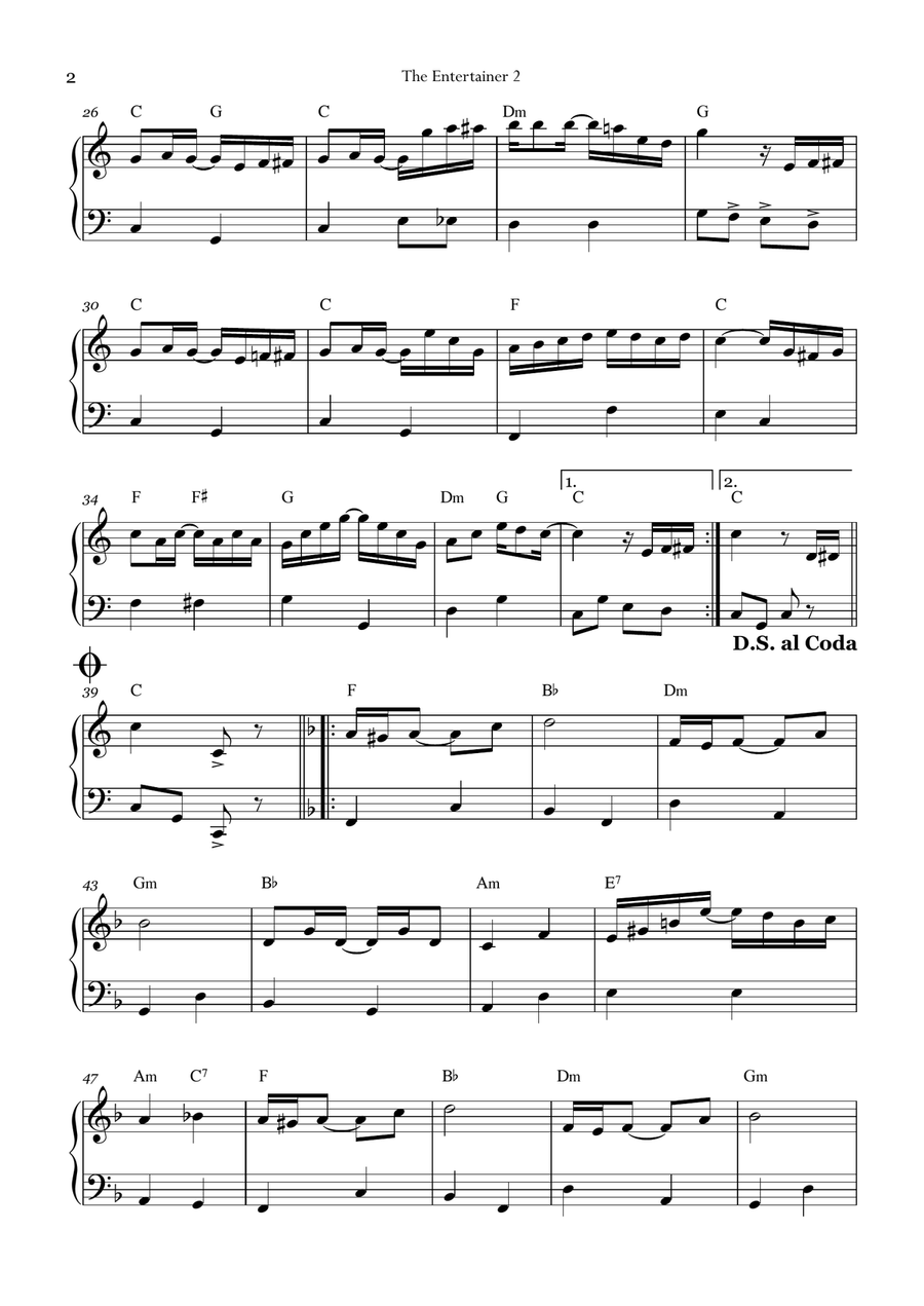 The Entertainer The Entertainer Easy Piano scores gallery preview page 2