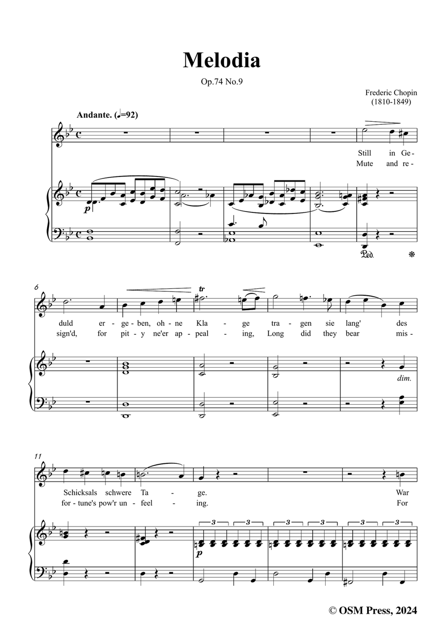 Chopin-Melodia,in g minor Piano, Vocal scores gallery preview page 3